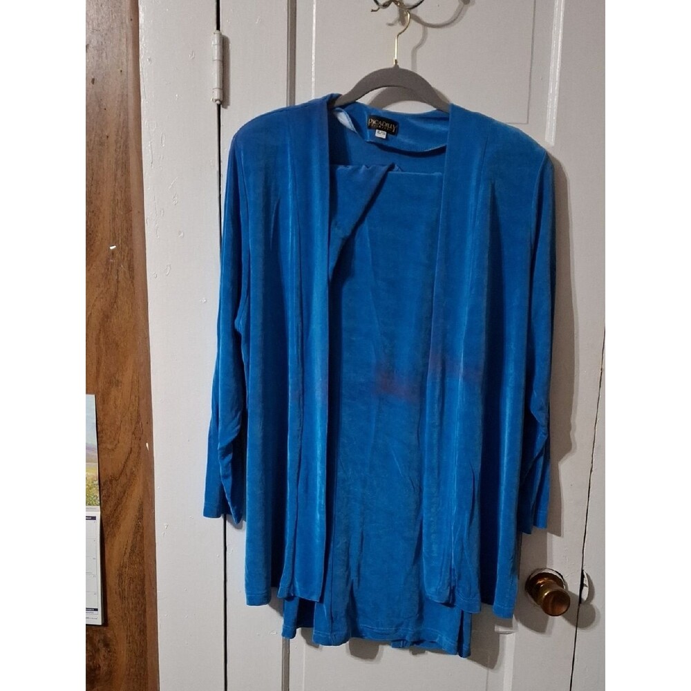 Picadilly Fashion Vibrant Blue Open-Front Velvet Tunic (XL) + Skirt (M) (Mis215)